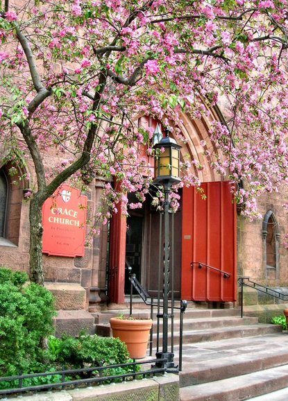 Providence, RI: Entrance to Grace Church in Springtime