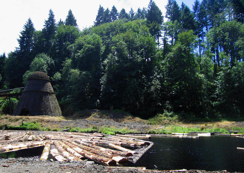Corvallis, OR: Wigwam burner & log pond near Corvallis OR