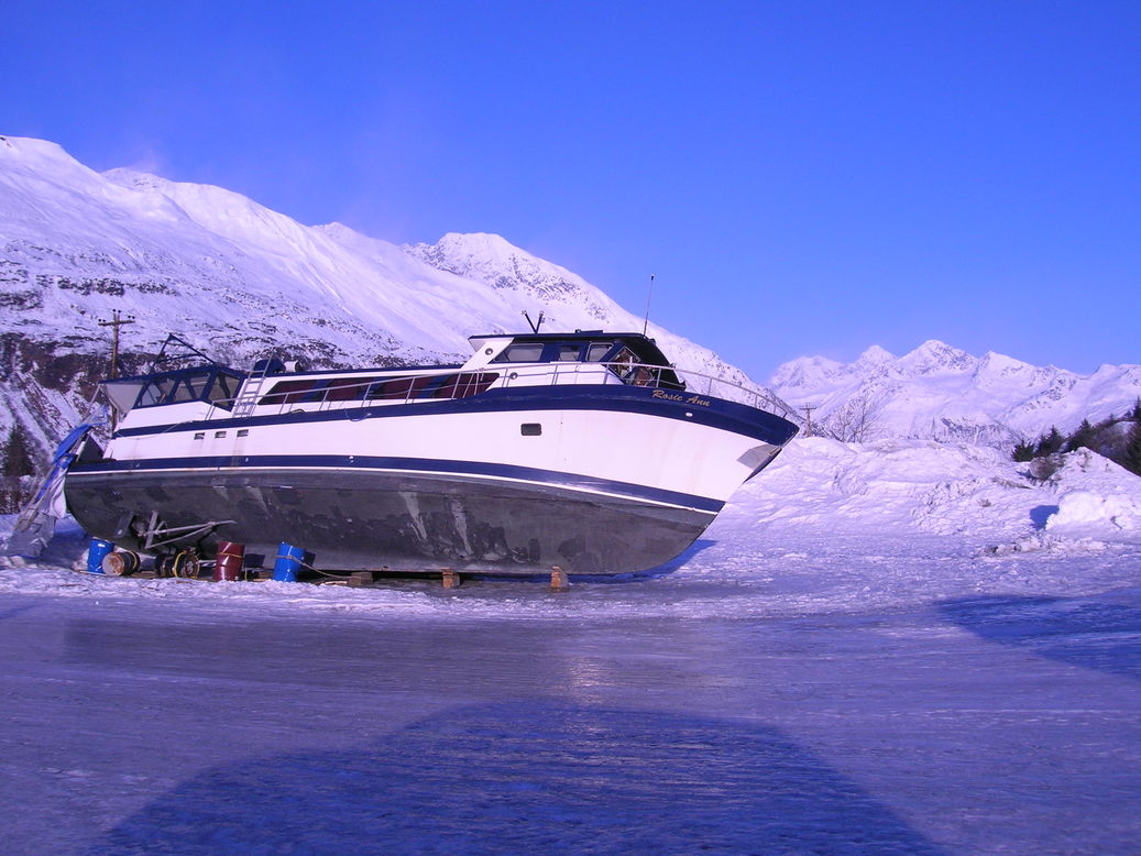 Valdez, AK: High Winds on drydock knocked this vessel over its keel.