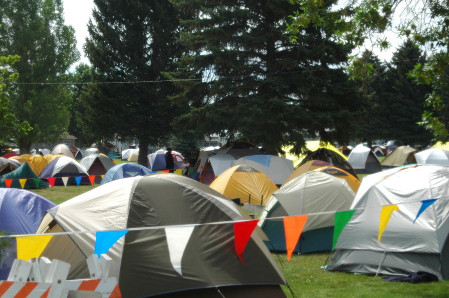 Columbus, MT : Firefighter tent city during 2006 Derby Fire Heratige Park