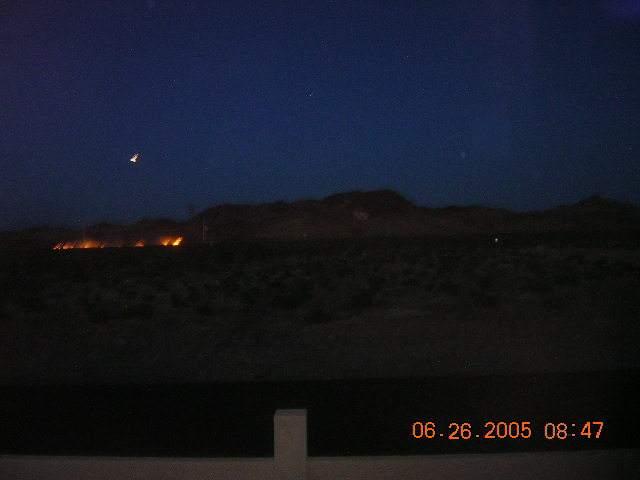 Henderson, NV : Wildfire In The Desert At Twilight - 1 Mile Away (Behind Racetrack Rd)