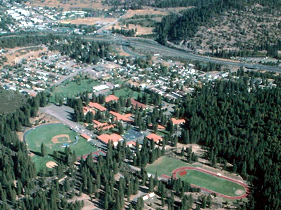 Weed, CA: Aerial Photo of College and Downtown