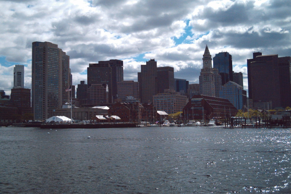 Boston, MA: Boston skyline from ferry