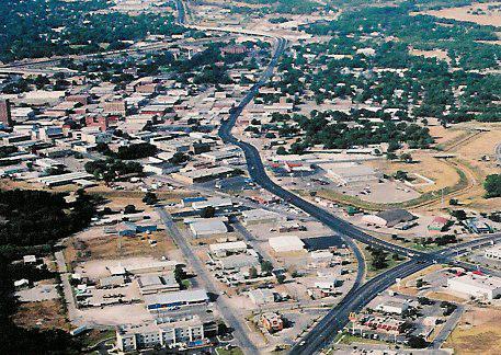 Brownwood, TX: Aerial of Brownwood Intersection: " The T "