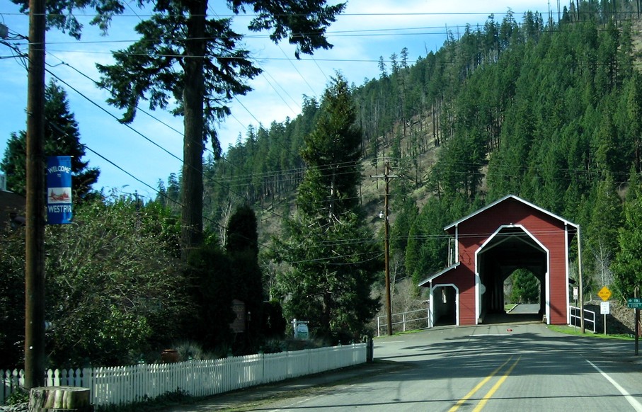 Westfir, OR Red Covered Bridge photo, picture, image (Oregon) at city