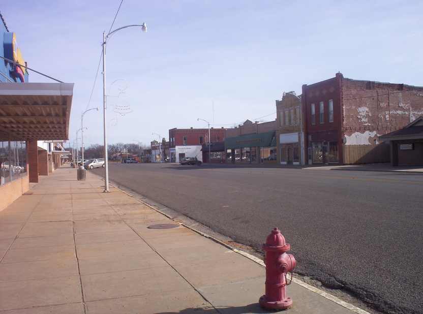 Kiowa, KS: Looking east down Main St.