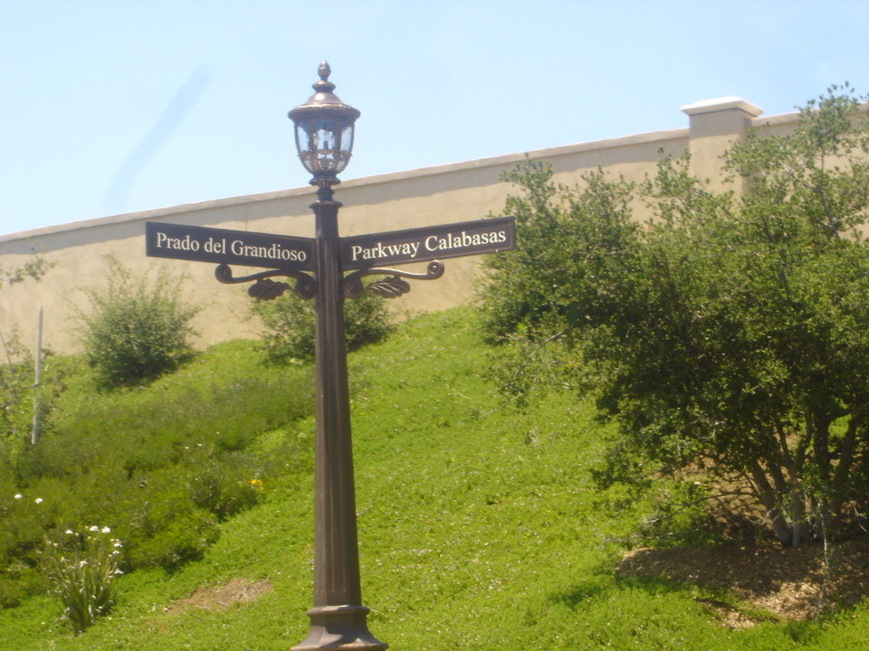 Calabasas, CA street sign at "The Oaks" new masterplanned community