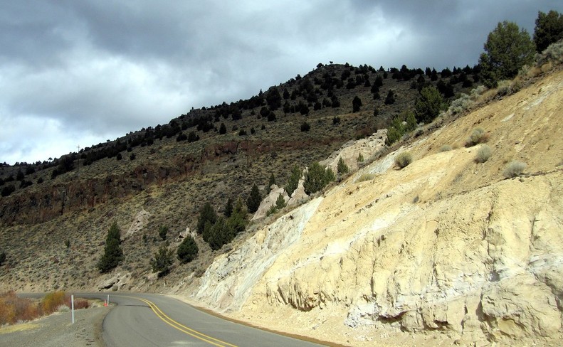 Warner Valley, OR : Hwy 140...Is that a cow on the hill??