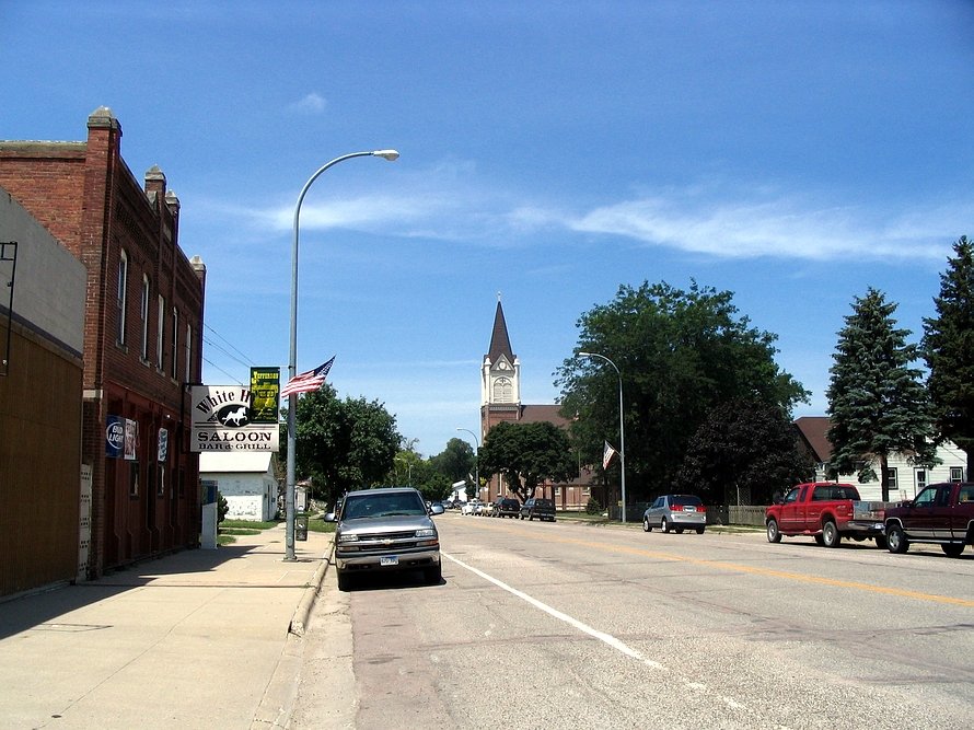 Jefferson, SD: Business didtrict and church