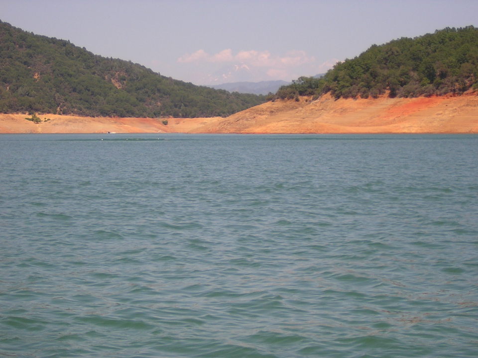 Shasta Lake, CA : On Shasta Lake, Mount Shasta In The Distance 8-3-2007