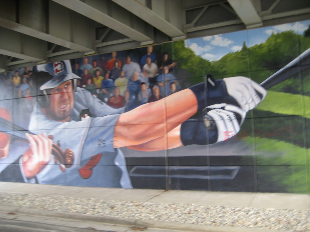 Midland, MI: Baseball mural under a bridge