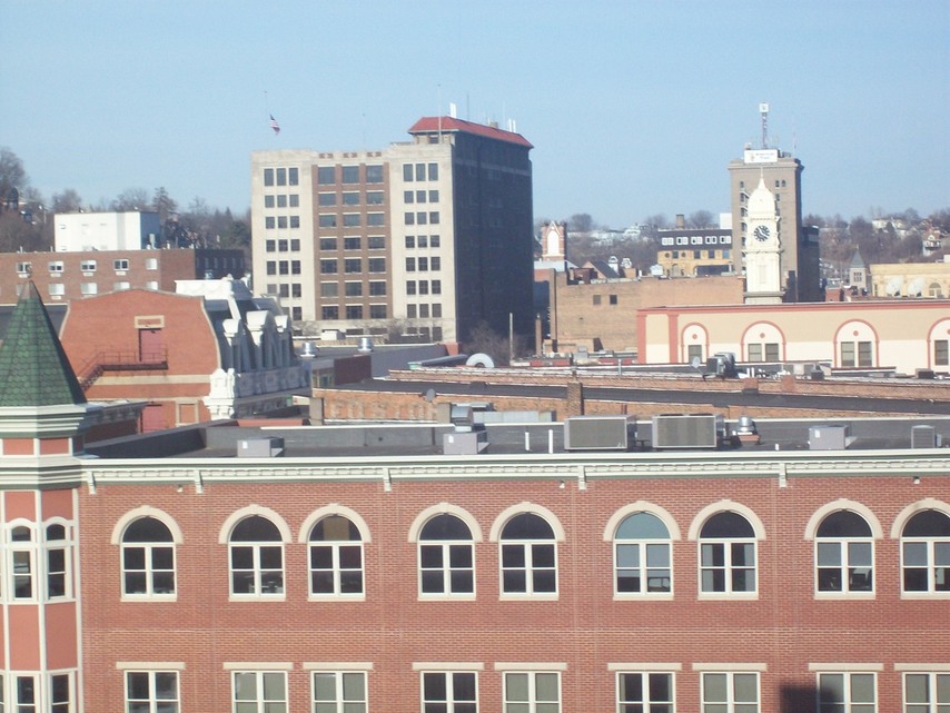Dubuque, IA : A view north from the seventh story of the Julien Inn on Main