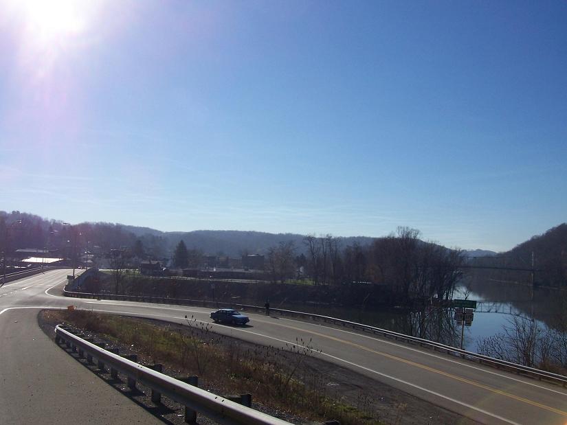Point Marion, PA: Point Marion - approaching Cheat River Bridge - Nov. 2006