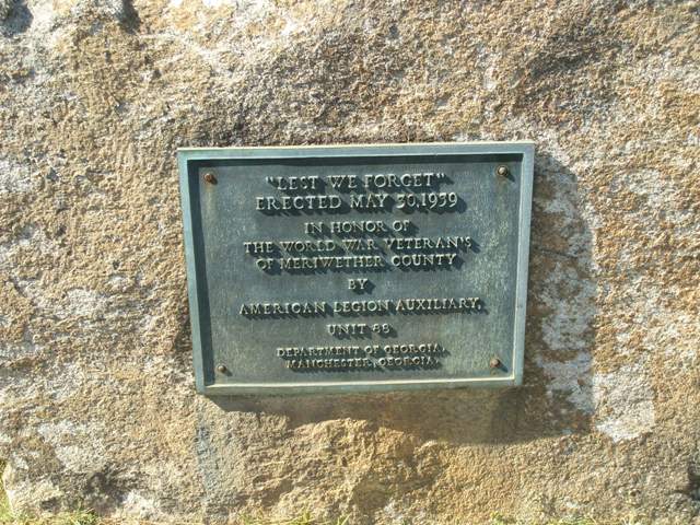 Manchester, GA : Marker at  Veteran's Memorial