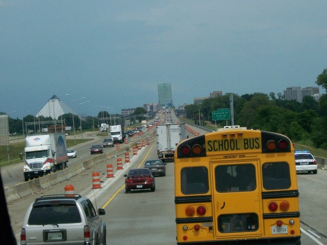 West Memphis, AR: I-40 approaching the Mississippi River Bridge that crosses into Memphis, TN