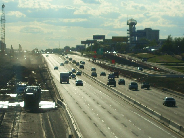 Arlington, TX : Looking west on I-30 from Ballpark Way photo, picture