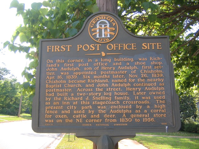 Richland, GA: First Post Office Site in Richland Historic Marker