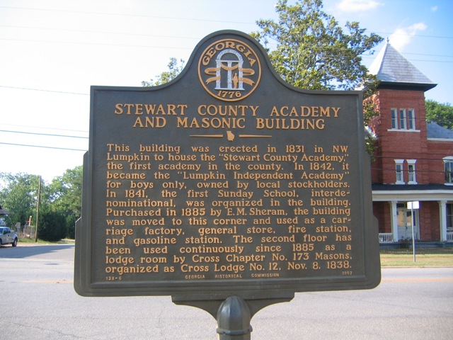 Lumpkin, GA : Stewart County Academy and Masonic Building Historic Marker