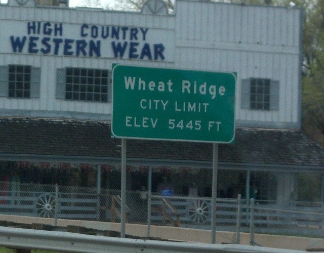 Wheat Ridge, CO: City limit sign on I-70