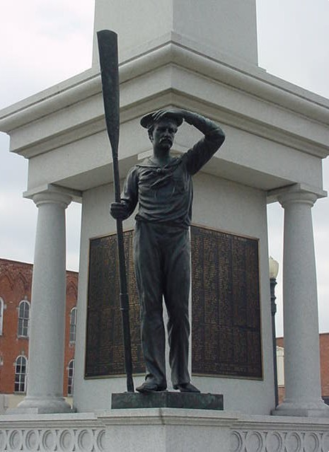 Angola, IN: Navy statuary on Civil War monument in Downtown Angola