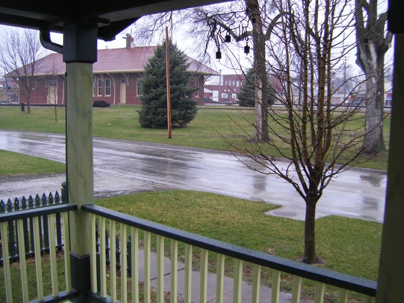 Wilton, IA : View of Rock Island Line Depot from Depot Master M.J. Doyle's front porch - April 2008