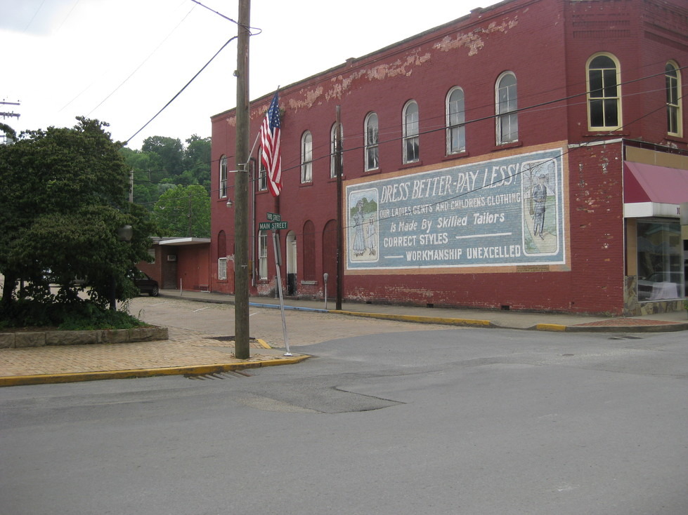 Sutton, WV: P. J. Berry building with hand-painted sign