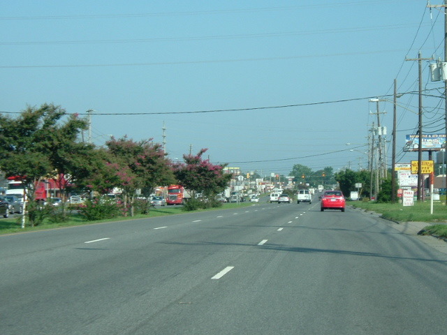 Monroe, NC: US 74 in Monroe. Crape Myrtle trees in median