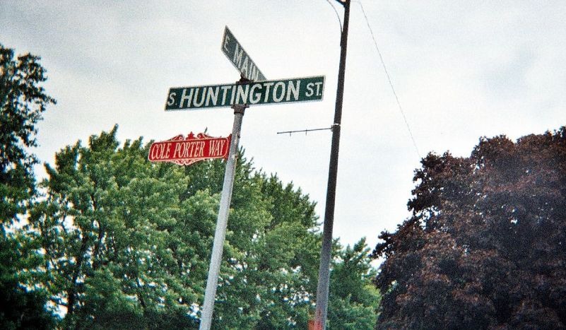 Peru, IN: Cole Porter Way at the corner of S Huntington and Main St., Peru IN., June 2009