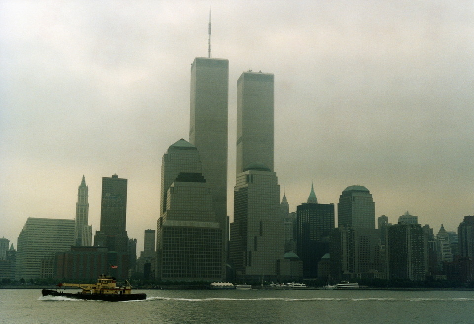 New York, NY : The Twin Towers from Circle Line Tour, June 2001 photo