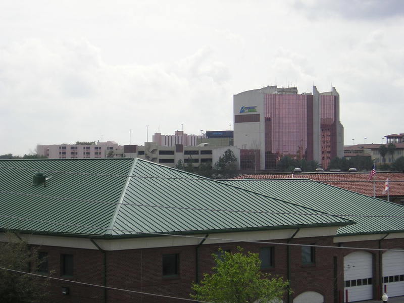 Lakeland, FL: Lakeland Fire Department in Foreground with Downtown Lakeland in background (2004)