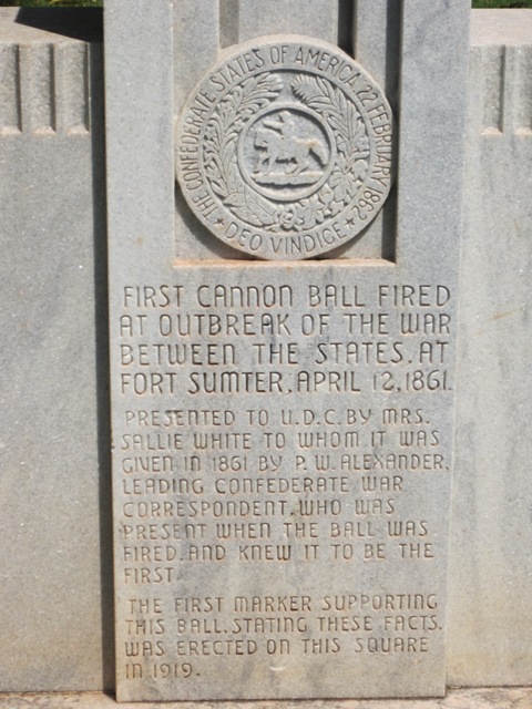Thomaston, GA: First Cannonball fired on Fort Sumter - War Between The States Memorial Inscription - Upson County Courthouse - Thomaston, GA