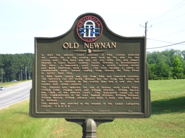 Zebulon, GA: Old Newnan Historic Marker - US19 south of Zebulon, GA