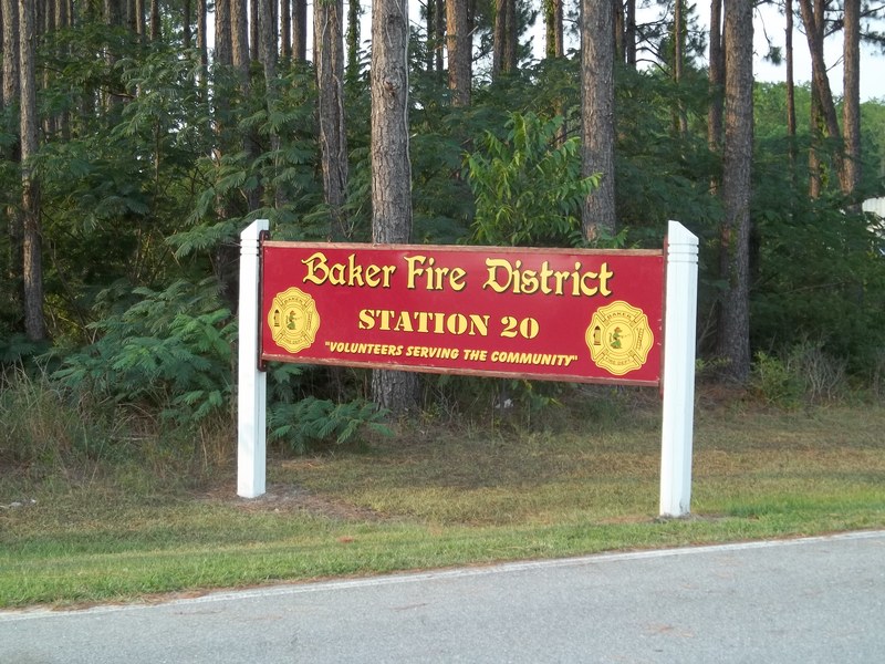 Baker, FL: fire department sign