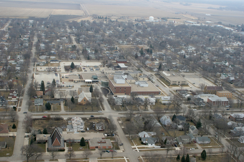 Spencer, IA: Aerial View of Spencer Hospital looking south