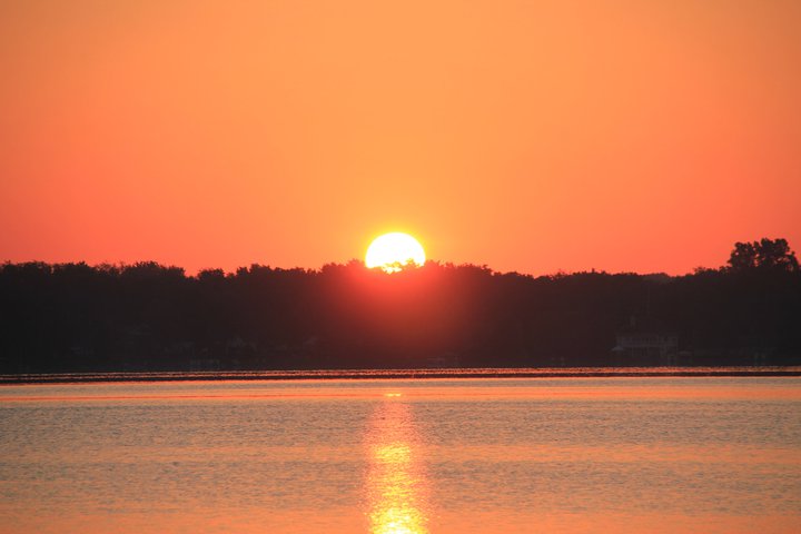 Portage, MI: Sunset over Austin Lake, Portage, MI