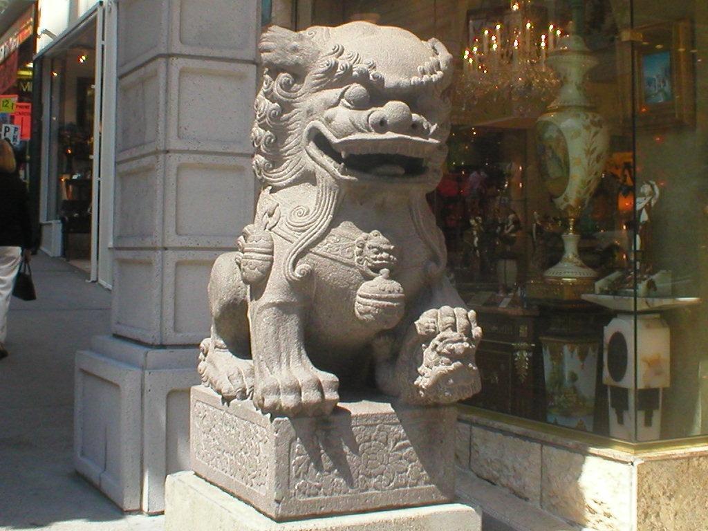 San Francisco, CA: Lion at entrance to Chinatown, San Francisco