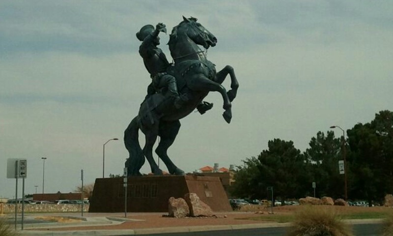 El Paso, TX: The Equestrian monument at the El Paso International Airport