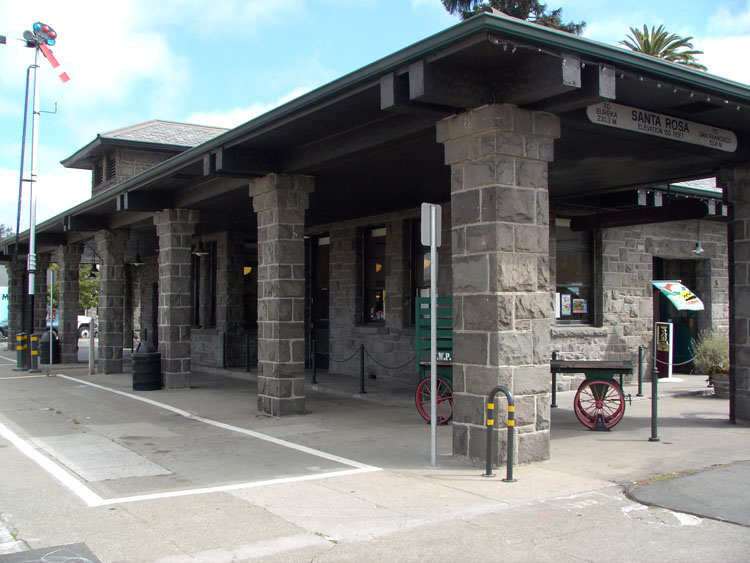 Santa Rosa, CA: Santa Rosa Train Station as seen in "Shadow of a Doubt" by Alfred Hitchcock, in Historic Railroad Square
