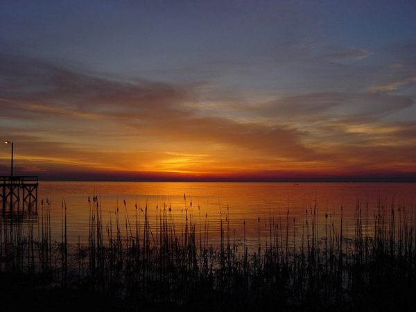 Mobile, AL: Sunset over Mobile Bay