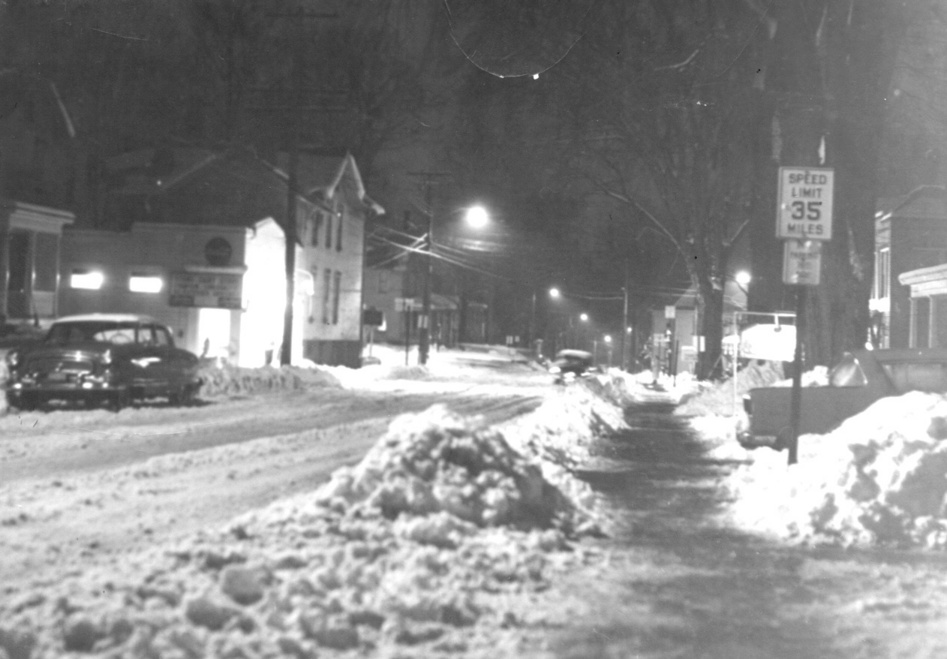 Meadville, PA: Lest we forget. Looking south on Baldwin St to Park Ave Feb 22, 1958