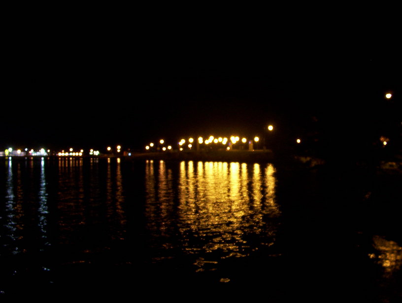 Bemidji, MN : View of SouthSide from across lake Bemidji at night.