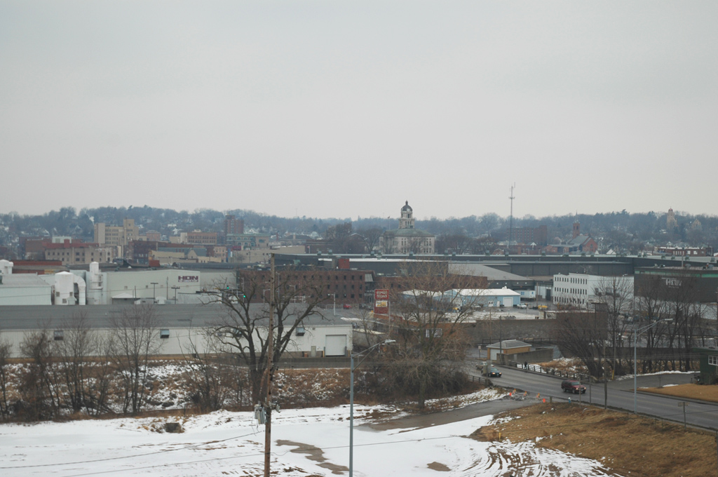 Muscatine, IA: A shot of downtown in the winter