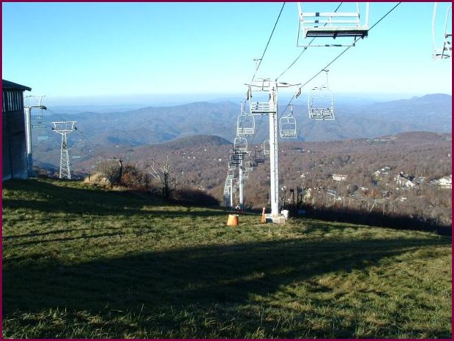 Beech Mountain, NC : Looking down the north ski slope, Ski Beech, North Carolina