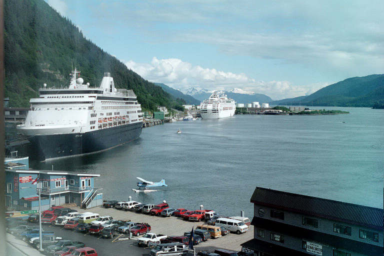 Juneau and, AK : Juneau harbor from hotel, June 2000, 1 of 2