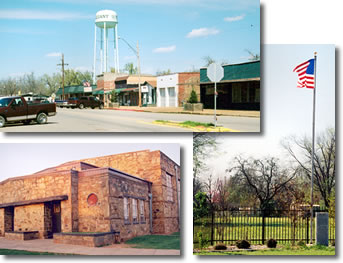 Valliant, OK : Pictures of Dalton St. (top), the Valliant Middle School gym built as part of the New Deal (lower left), and the city park