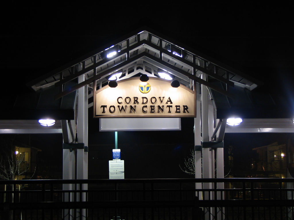 Rancho Cordova, CA : Cordova Town Center Light Rail Station along Folsom Blvd. in central Rancho Cordova,