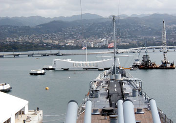 Honolulu, HI : Pearl Harbor Memorial for the deck of the Mighty Mo.