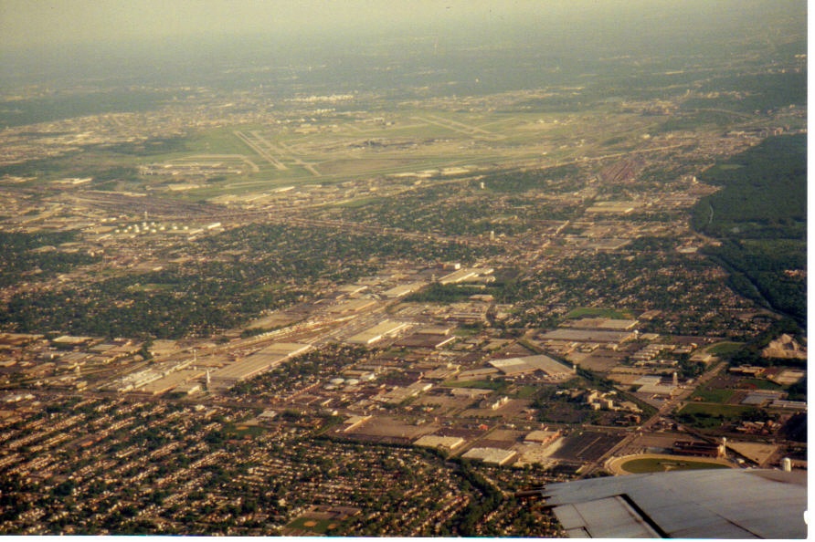 Melrose Park, IL: Melrose Park From 3,000ft. Maywood Park Racetrack-lower right. O'Hare Airport-top. Winston Plaza Shopping Center-left of racetrack. Winston Park Subdivision-bottom center.