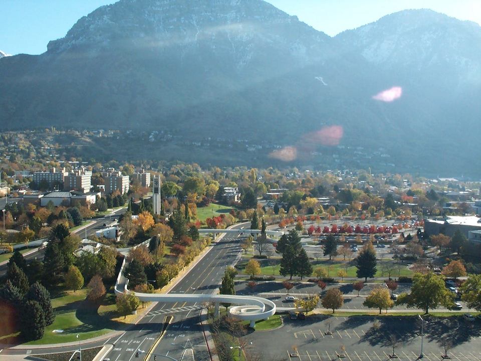 Provo, UT: Looking east towards Y Mountain, floating over Brigham Young University campus.