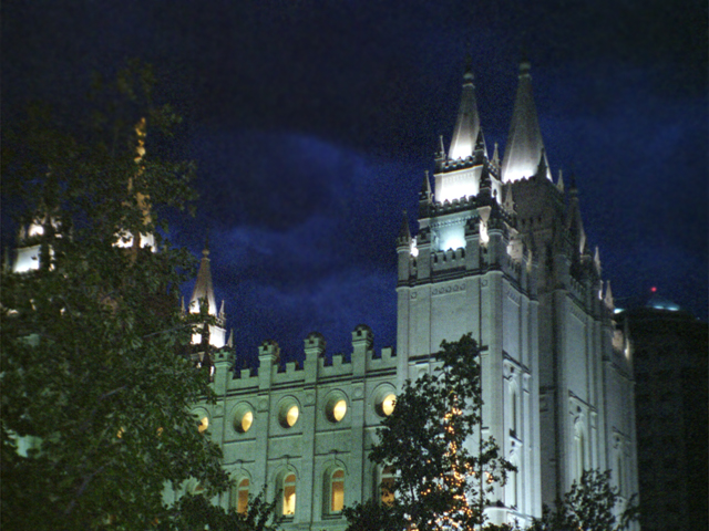 Salt Lake City, UT: Temple Square in the throes of an August thunderstorm.